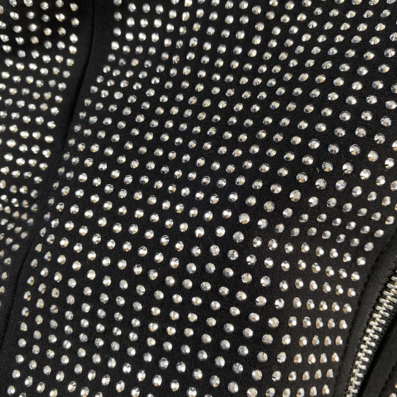 Blue B Size L Rhinestone Jacket Stud Moto Full Zip Festival Concert Cowgirl Glam - Picture 2 of 6